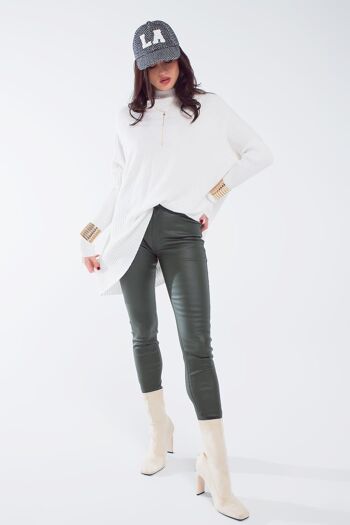 Pantalon super skinny effet similicuir vert olive 4