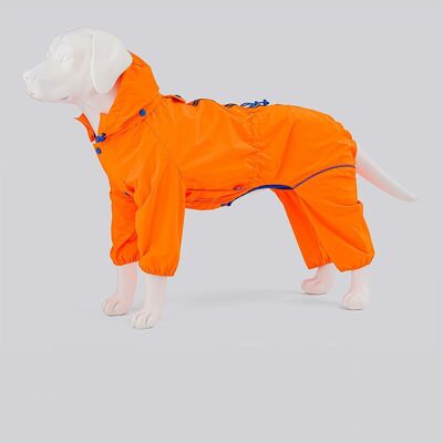 Salopette réfléchissante à capuche pour chien - Orange fluo
