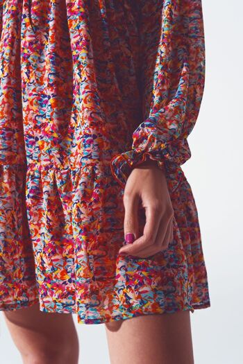 Mini-robe florale à col en V, multicolore 5