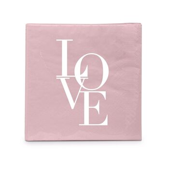 Serviette amour rose 25x25