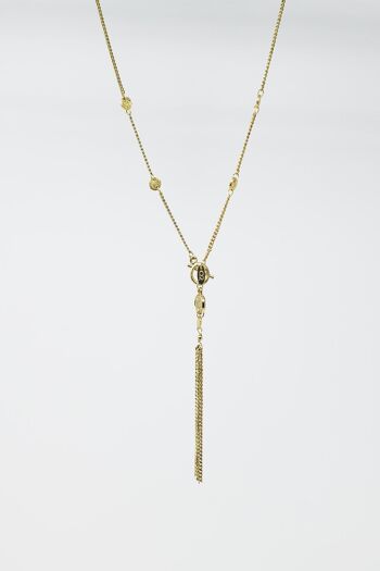 Collier en or avec perles et détail de chaîne à franges 2