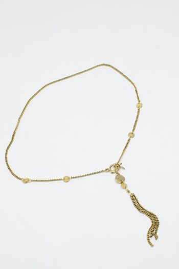Collier en or avec perles et détail de chaîne à franges 3