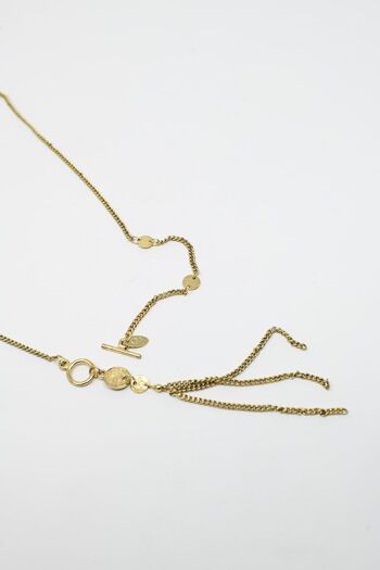 Collier en or avec perles et détail de chaîne à franges 4