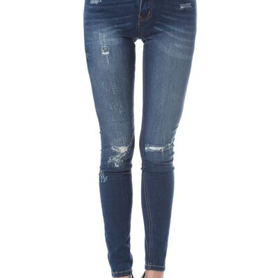 Röhrenjeans mit hoher Taille und Distressed-Details