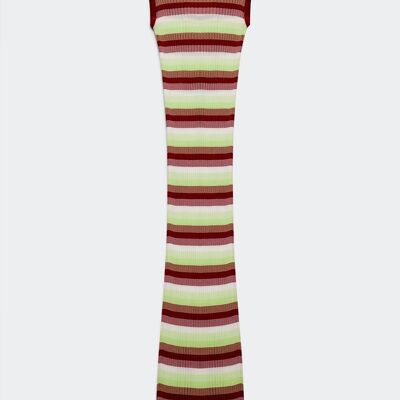knitted maxi dress in green stripes