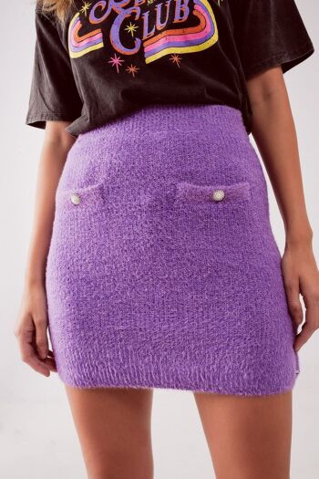 Mini jupe en maille violette 6