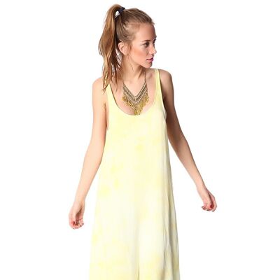 Yellow dress with low back and spaghetti strap