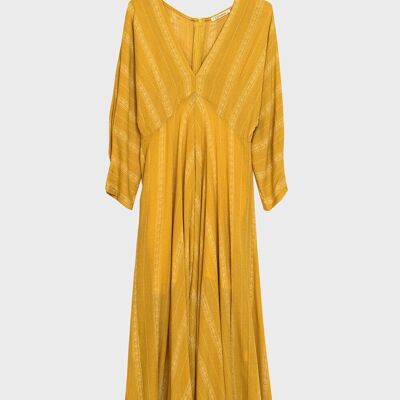 Yellow boho printed maxi dress