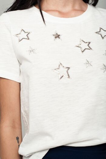 T-shirt blanc avec détail étoiles brodées 5