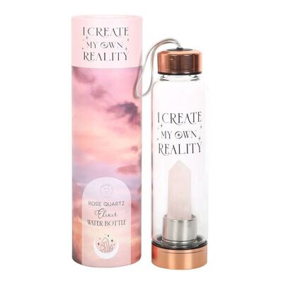 Rosenquarz „Create My Own Reality“-Glaswasserflasche