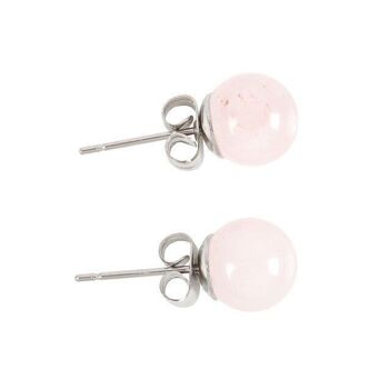 Boucles d'oreilles en cristal semi-précieux de quartz rose 4