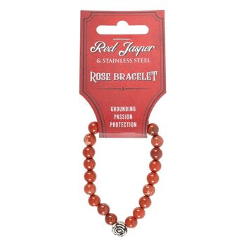 Bracelet perlé en jaspe rouge rose 2