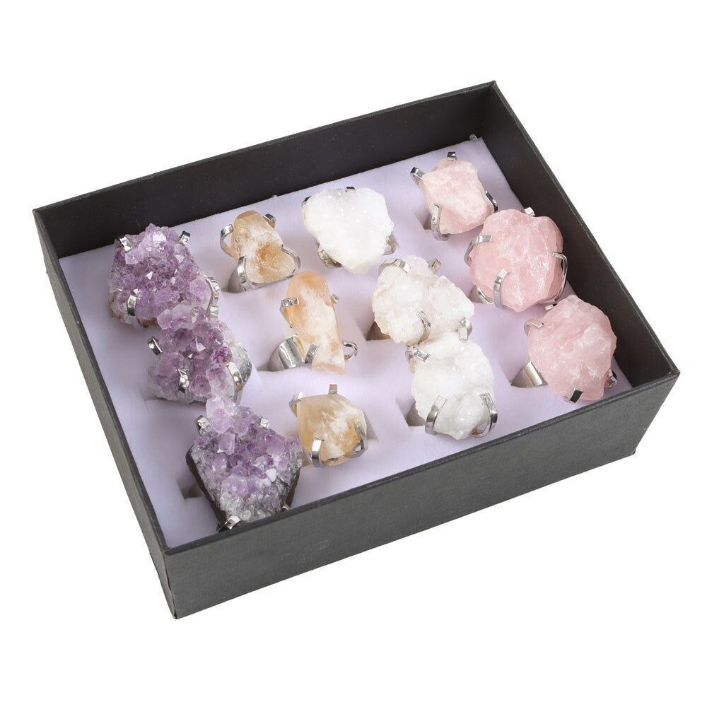 Set di 12 anelli di cristallo assortiti