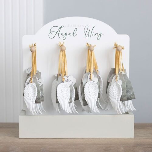 Set of 24 Angel Wing Hanging Decorations on Display