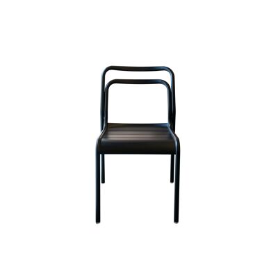 Calle8 sedia in metallo, verniciato nero opaco Black Licorice, impilabile, per uso outdoor.