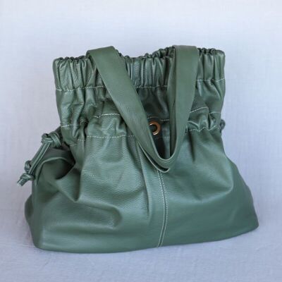 717 Vintage-inspirierte Tasche aus grünem Leder