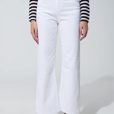Pantalon court en velours côtelé blanc