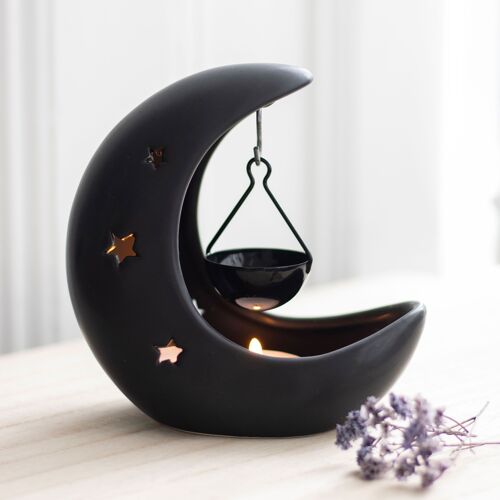 Black Crescent Moon Hanging Oil Burner