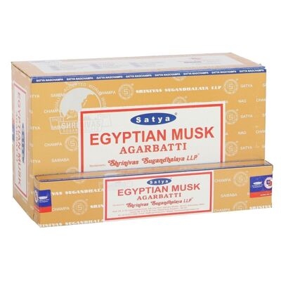 12 paquetes de varitas de incienso de almizcle egipcio de Satya