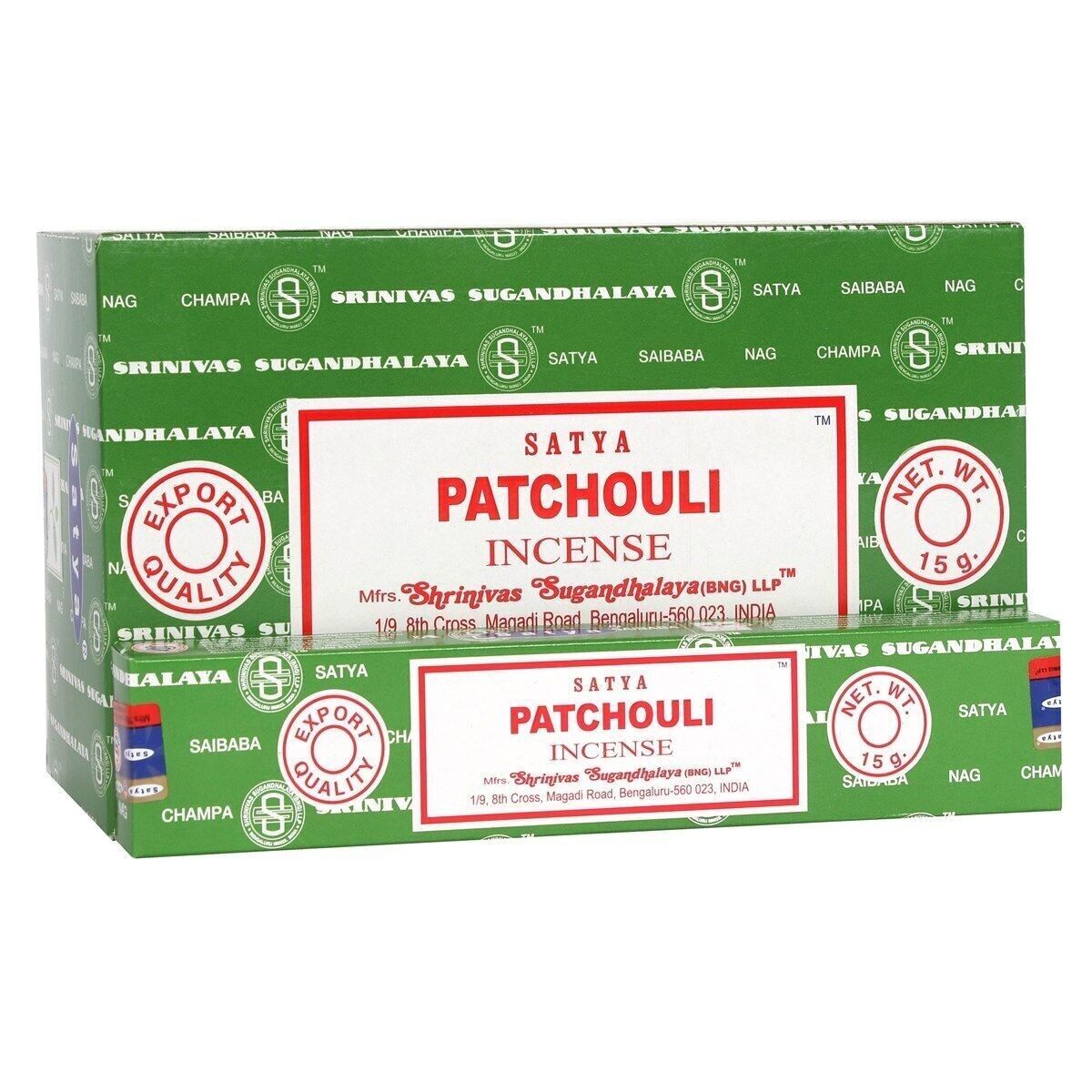 12 confezioni di bastoncini di incenso al patchouli di Satya