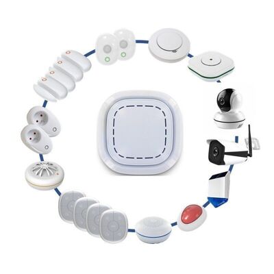 Kit allarme domestico wireless connesso 3 in 1: sirena, salvagente intelligente per telecamera esterna e domestica