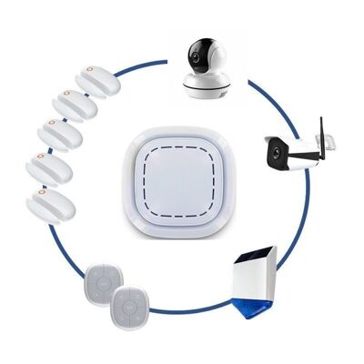 Kit de alarma doméstica inalámbrica conectada 3 en 1 - sirena, cámara exterior e interior - lifebox smart