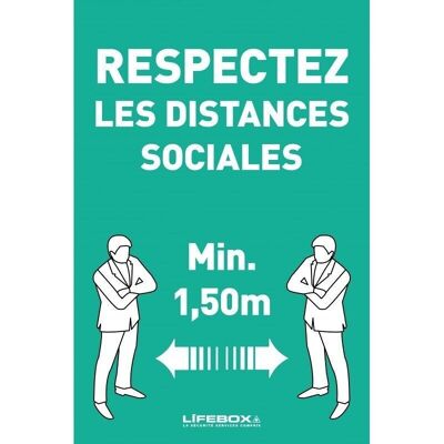 Panneau affichage - respectez les distances sociales