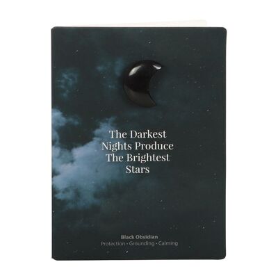 Nuits les plus sombres Lune en cristal d'obsidienne noire Carte de vœux