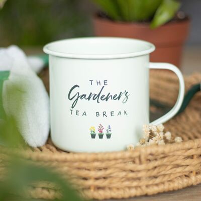 Tazza smaltata per la pausa tè del giardiniere