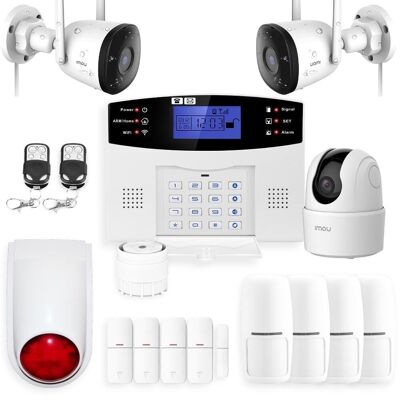 GSM wireless home alarm and 3 wifi cameras IP3 kit