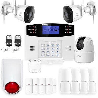 Allarme casa senza fili GSM e kit 3 telecamere wifi IP3