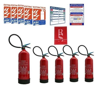 Kit of 5 water extinguishers 6 liters nf for ERP 3rd category