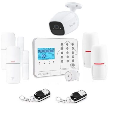 Drahtloses vernetztes Hausalarm-Kit, WLAN-Box, Internet und GSM, Futura White, Smart Life und WLAN-Kamera – Lifebox – Kit9