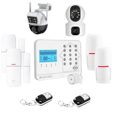 Wireless connected home alarm kit wifi box internet and gsm futura white smart life and 2 dual lens cameras