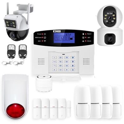 Wireless GSM home alarm and 2 dual lens cameras