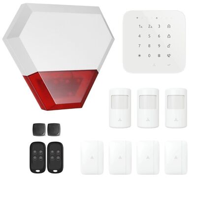 Casa Connected Wireless WiFi und GSM 4G Hausalarm mit Außensirene – Kit 8