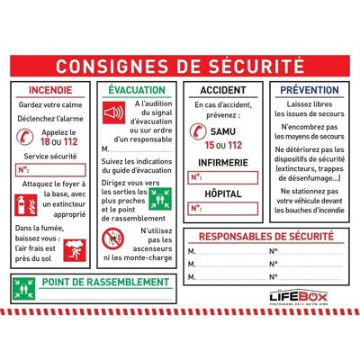 Señal de instrucciones de seguridad horizontal