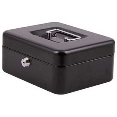 Coin box, black steel coin mechanism 16 cm