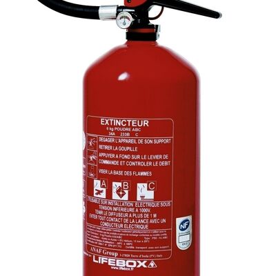 Estintore a polvere Lifebox da 6 kg con manometro per incendi di classe ABC