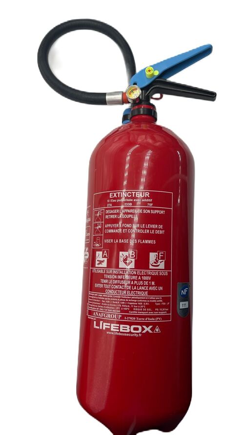 Extincteur à eau 6L Lifebox pour feux de classe ABF
