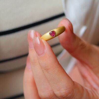 Classic Pink Tourmaline Gold Vermeil Ring - Adjustable