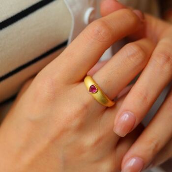 Bague Classique Tourmaline Rose Or Vermeil - Ajustable 5