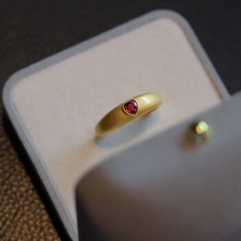 Bague Classique Tourmaline Rose Or Vermeil - Ajustable 7