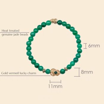 Bracelet de perles de jade vert vif avec porte-bonheur-qualité AAAA 7