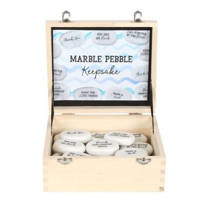 Boîte de 24 galets souvenir en marbre nautique