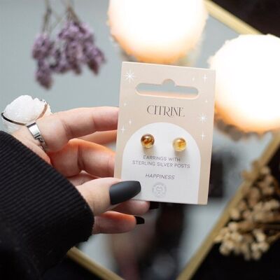 Boucles d'oreilles en cristal semi-précieux citrine