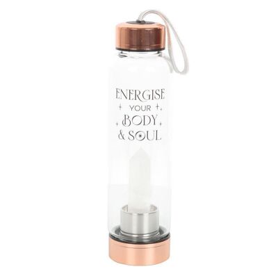 Botella de agua de cristal transparente para cuerpo y alma de cuarzo