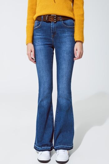 Jean skinny évasé bleu moyen 2