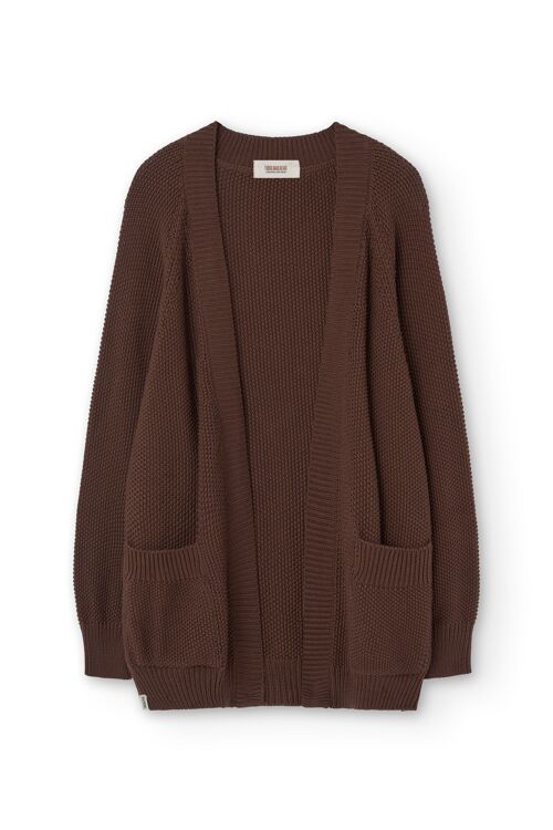 Giola long cardigan in dark brown