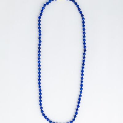 Lange Halskette aus Seribu-Jade – Kobaltblau